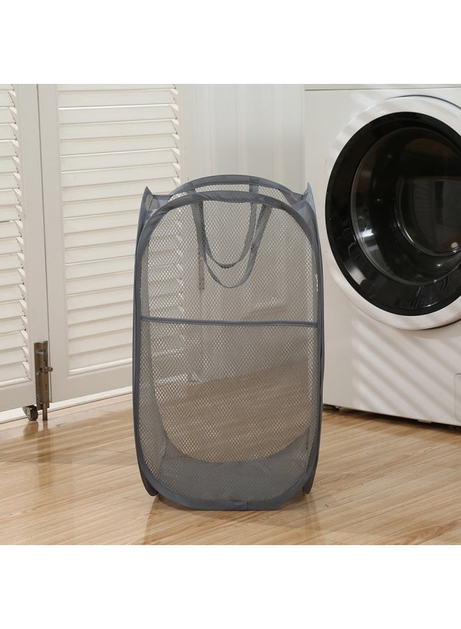 Grid Foldable Laundry Basket, Single-color Storage Basket, Fabric Laundry Hamper For Home Bathroom, Laundry Basket For Items