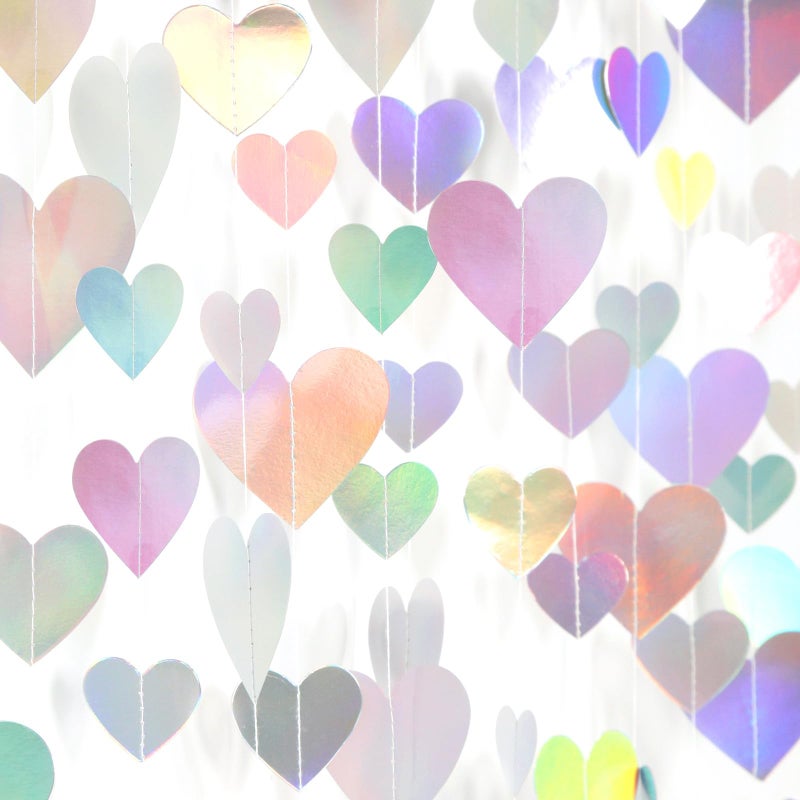 burgleda Iridescent Disco-Holograpic Party-Decorations Heart Garland - 56Ft Neon Galentines Love Hanging Streamers Banner,Wedding Bachelorette Birthday Engagement Bridal Baby Shower Backdrop Decor Burgleda - Image 1