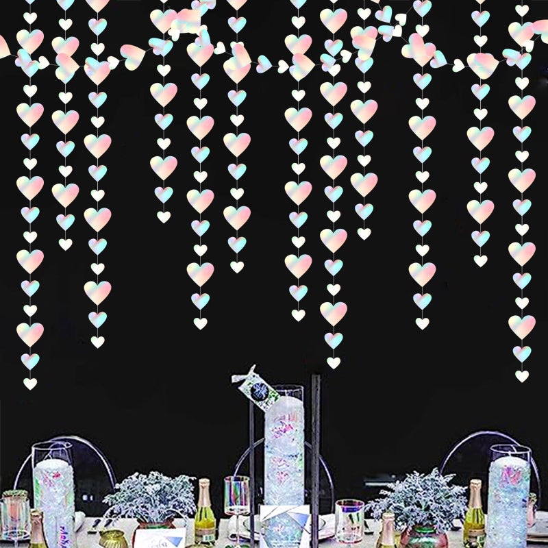 burgleda Iridescent Disco-Holograpic Party-Decorations Heart Garland - 56Ft Neon Galentines Love Hanging Streamers Banner,Wedding Bachelorette Birthday Engagement Bridal Baby Shower Backdrop Decor Burgleda - Image 4