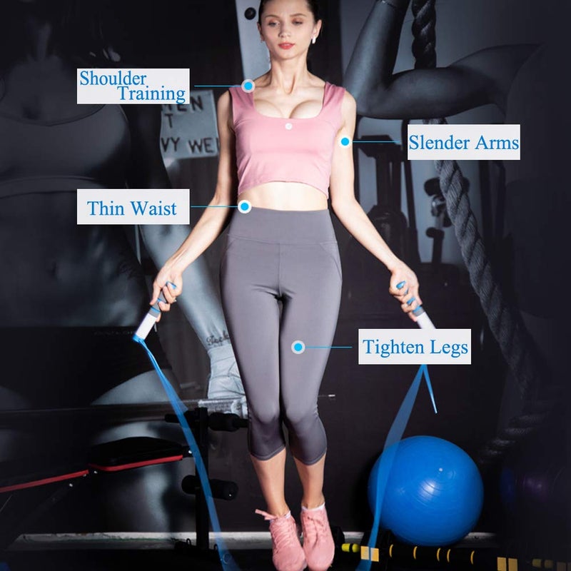 Wastou Jump Rope, Digital Weighted Handle Workout Jumping Rope with Calorie Counter for Training Fitness, Adjustable Exercise Speed Skipping Rope for Men, Women, Kids, Girls (Blue) - Image 2