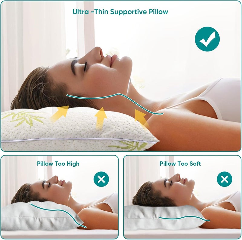 MINUPWELL Ultra Flat Small Pillow for Sleeping, 18x13 in Small Pillow for Travel 7D High Support 2.5 inch Height Ultra Thin Pillows -Mini Pillow - Rayon Derived from Bamboo - Image 5