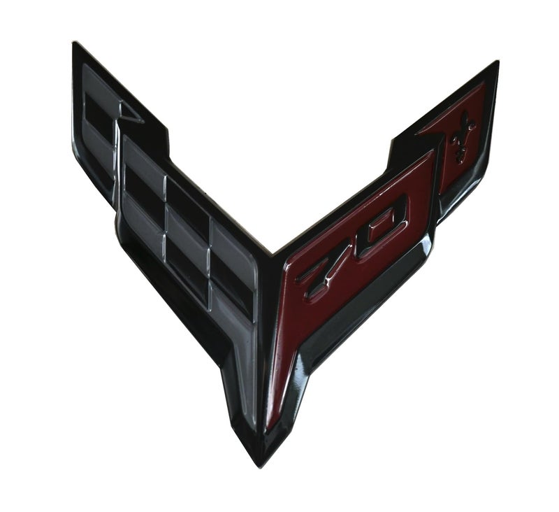 1pc C8 Stingray Front 70th Anniversary Bumper Flags Emblem Replacement for 2020 Corvette Hood Black Red