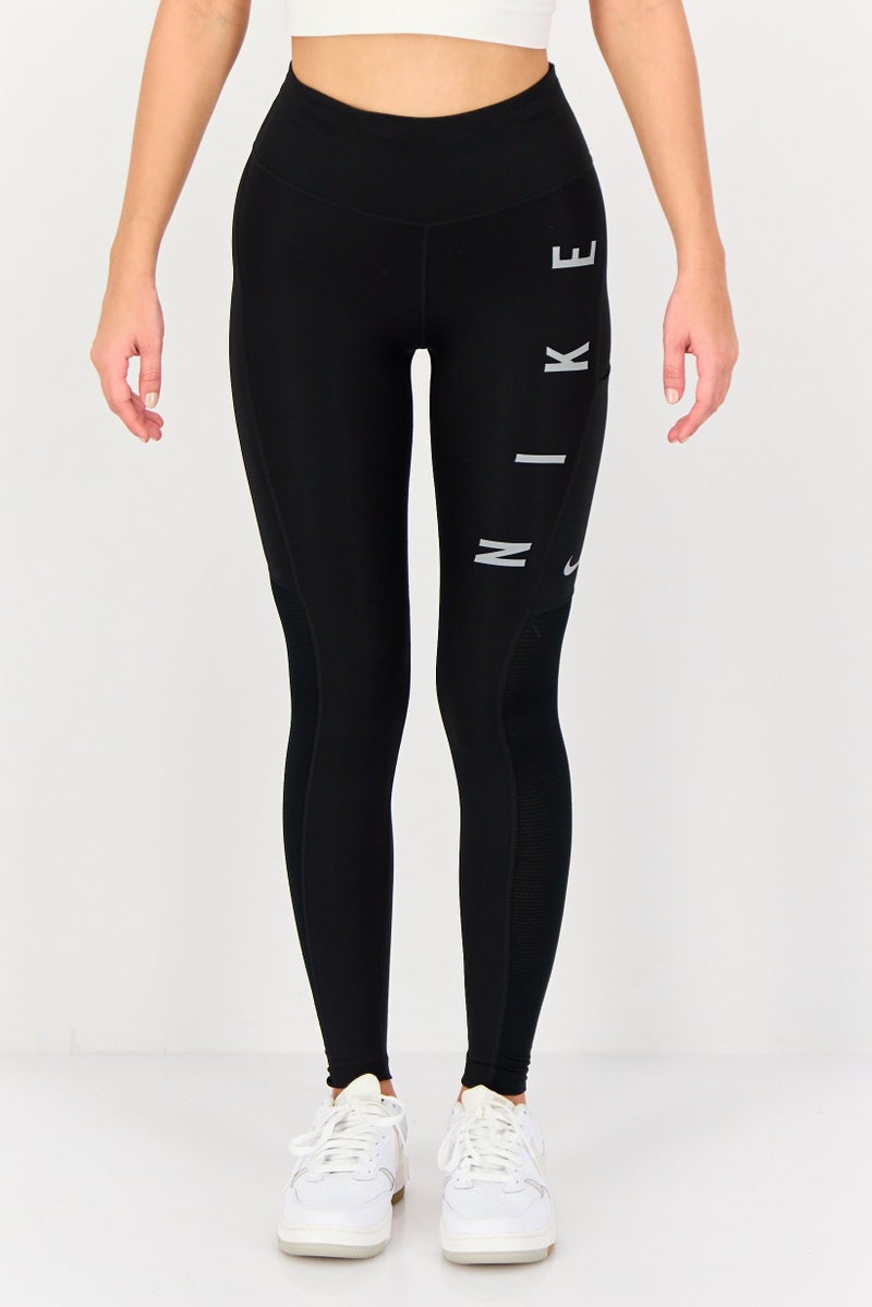 Nike Women Dri Fit Brand Logo Running Leggings, Black - Image 1