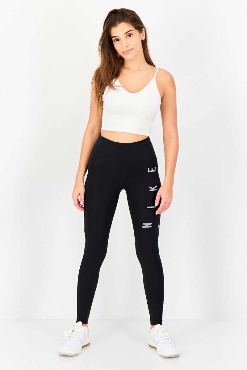 Nike  leggings جري للنساء بشعار العلامة التجارية، أسود - Image 2