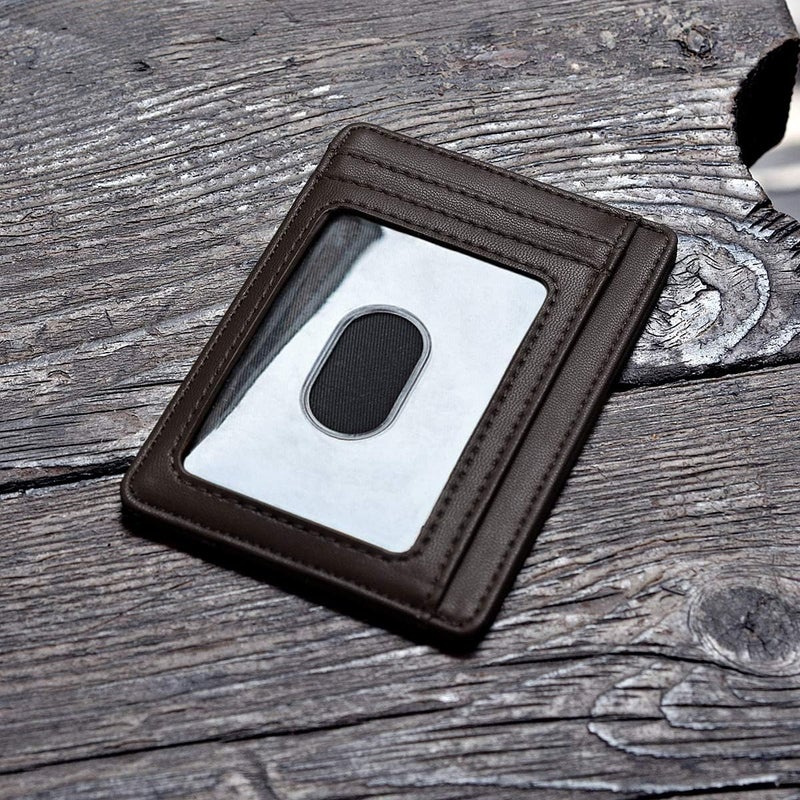 Buffway Slim Minimalist Front Pocket RFID Blocking Leather Wallets for Men and Women - Sand Chocolate - Image 2