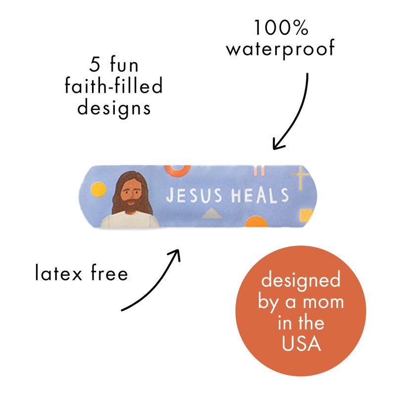 Be A Heart Original Jesus Heals Bandages, Kids Adhesive Bandages, Band-Aid for Kids (2 Bandage Tins) - Image 3
