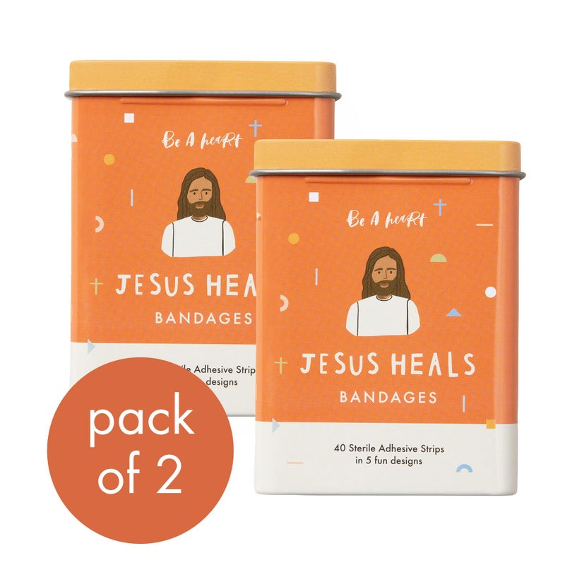 Be A Heart Original Jesus Heals Bandages, Kids Adhesive Bandages, Band-Aid for Kids (2 Bandage Tins) - Image 2