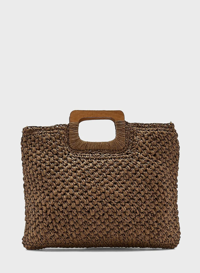 Ayra Wooden Handle Tote Bag