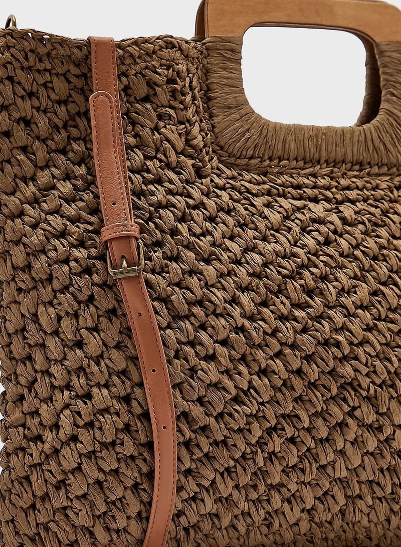 Ayra Wooden Handle Tote Bag