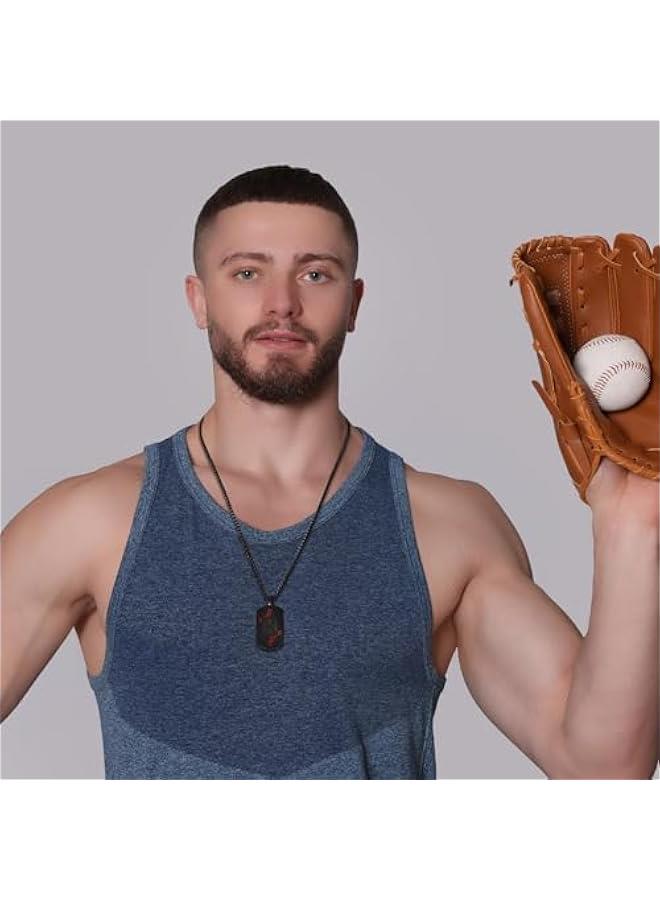 Graduation Gifts- Baseball Initial Necklace for Men Dog Tag Stainless Steel Sliver/Black/Gold Letter Pendant Sport Baseball Athletes Jewelry Graduation Gifts for Him Kids Boys Men Teens Boyfriend Dad  - Image 3
