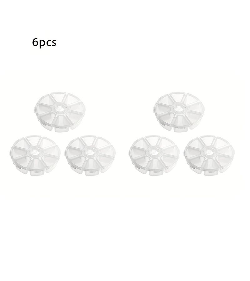 6pcs Clear Round Jewelry Bead Storage Organizer Case With 8 Compartments - Image 1