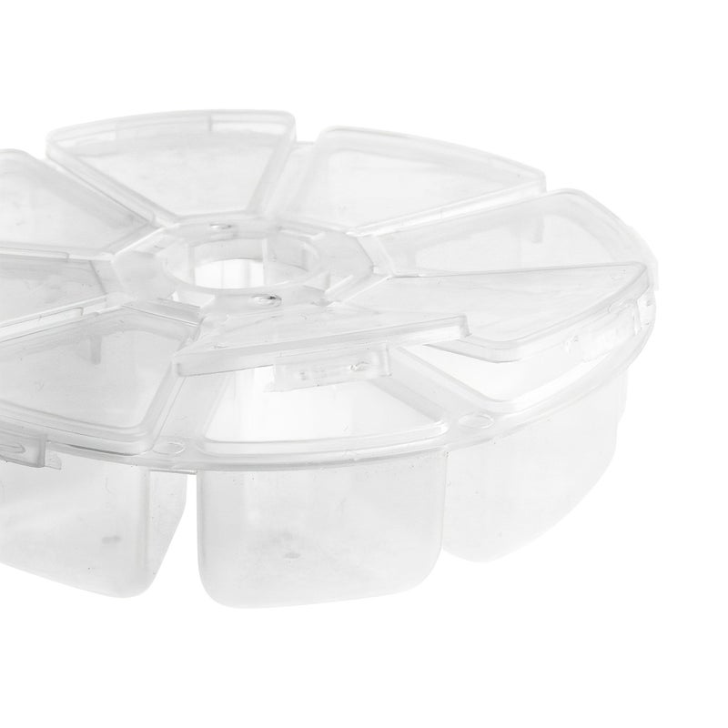 6pcs Clear Round Jewelry Bead Storage Organizer Case With 8 Compartments - Image 5