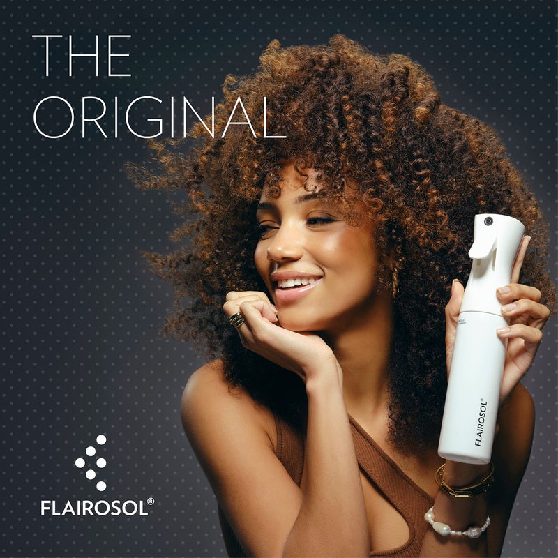 Flairosol فلايروسول - الأصلي، زجاجة رش للشعر، رذاذ ماء فائق النعومة مستمر لتصفيف الشعر، الحلاقين، الصالونات، التنظيف، النباتات، 10.1 أونصة/300 مل (زجاجة بيضاء - طباعة كورال) - Image 2