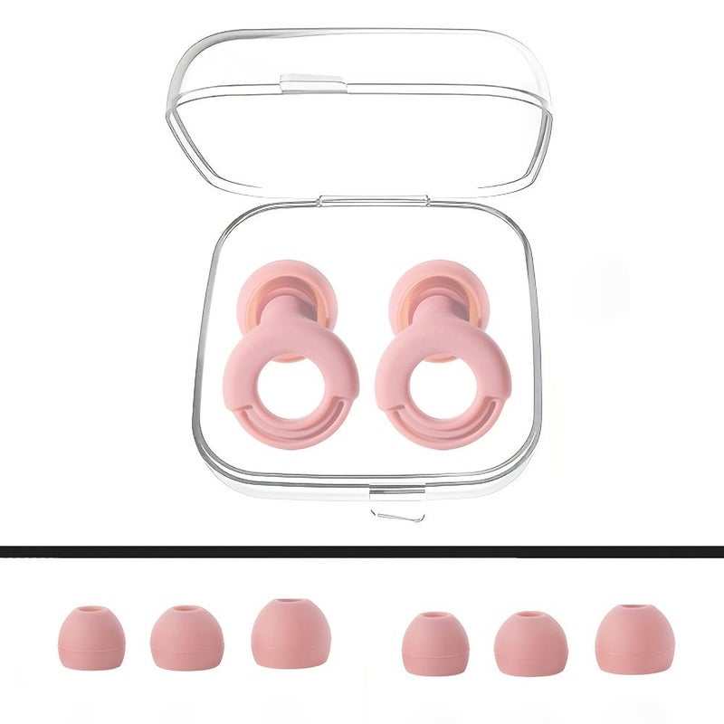 Pink Soft Silicone Reusable Ear Plugs With Loop Design For Sleep Work Travel Washable 4 Pairs - Image 4