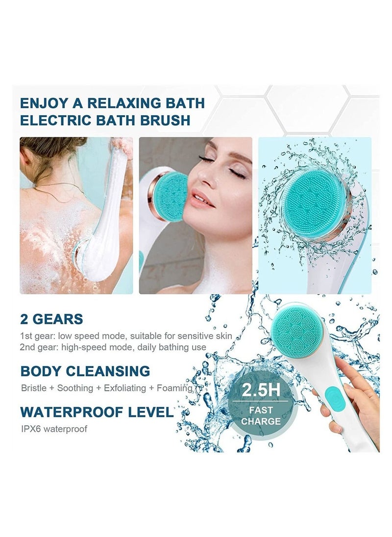 Generic - Electric Body Brush, Scrubber Shower Brush with Long Handle, Back Scrubber with 4 Spin Brush Heads, USB Rechargeable Silicone Body Brush, for Body Cleansing Exfoliation Waterproof and Non-Slip - Image 1