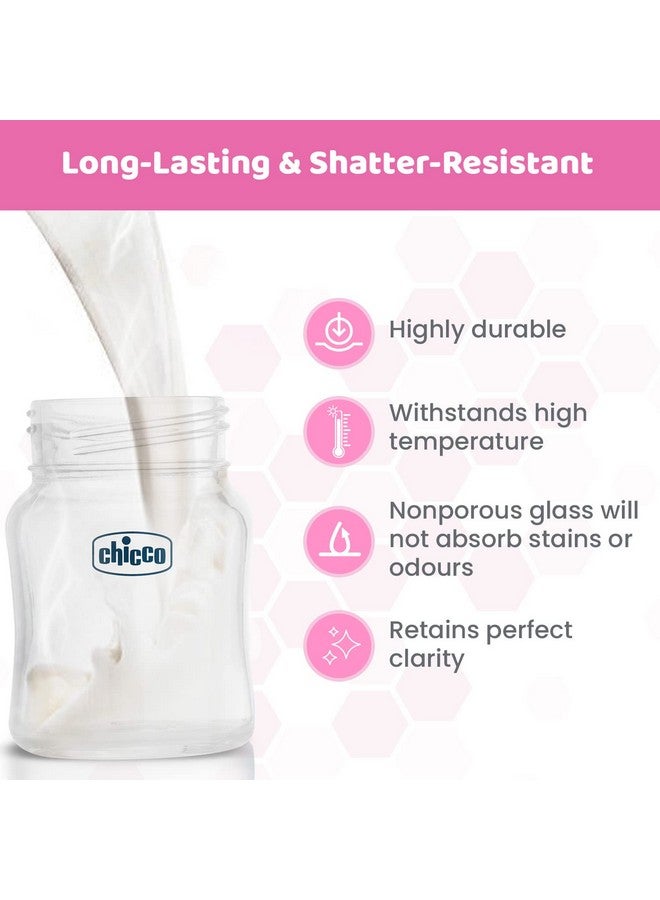 Chicco Chicco Well-Being Glass Feeding Bottle for Babies (120ml, Slow Flow) | Premium Borosilicate Glass for High Durability | Elongated Teat for Correct Latch | Comes with Anti-Spill Cap | BPA Free (Pink)  - Image 2