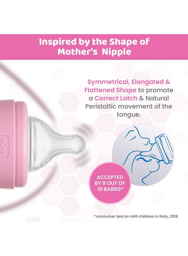 Chicco Chicco Well-Being Glass Feeding Bottle for Babies (120ml, Slow Flow) | Premium Borosilicate Glass for High Durability | Elongated Teat for Correct Latch | Comes with Anti-Spill Cap | BPA Free (Pink)  - Image 3