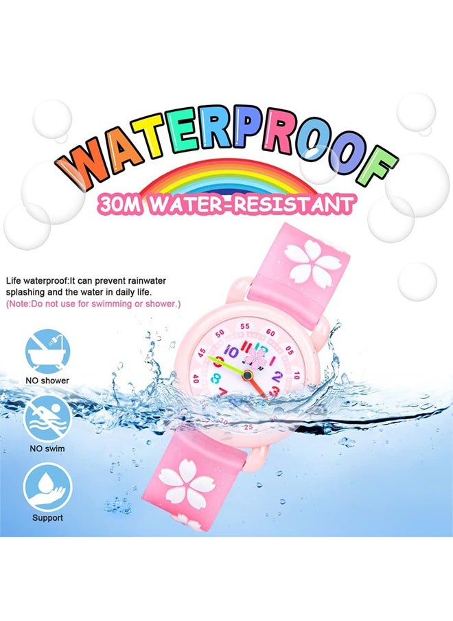 AZorb - Kids Watches, 3D Cherry Blossom Pattern Quartz Kid Watches, Cartoon Toy Silicone Band Wristwatch, Childrens Watches Gift for Girls Age 3-12 Years Old - Image 1
