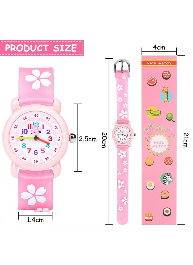 AZorb - Kids Watches, 3D Cherry Blossom Pattern Quartz Kid Watches, Cartoon Toy Silicone Band Wristwatch, Childrens Watches Gift for Girls Age 3-12 Years Old - Image 1