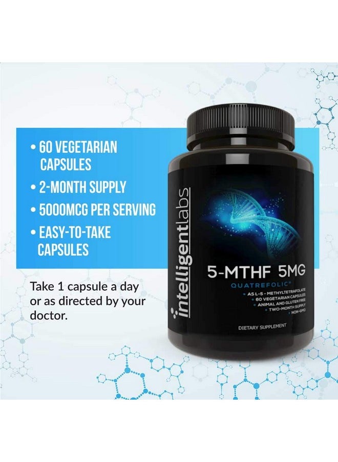 Intelligent Labs 5Mg Mthf L5Methyltetrahydrofolate Activated Folic Acid Supplement As Quatrefolic Acid Methyl Folate For Women Men 60 Capsules 2 Months Supply 5Mg = 5000Mcg Methylfolate  - Image 4