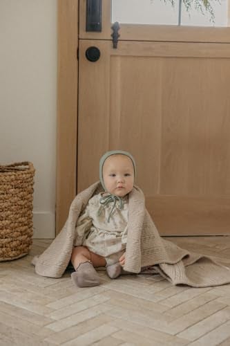 Copper Pearl Sweater SuperSoft Stretchy 36x36 Chunky Knit Blanket Perfect Knitted Baby Blanket for Newborns Neutral Cozy Heirloom Quality Oatmeal - Image 3