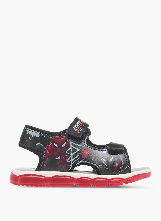 مارفل Spider-Man Graphic Print Light-Up Sandals with Hook and Loop Closure
