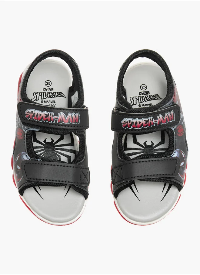مارفل Boys Spider-Man Graphic Print Light-Up Sandals with Hook and Loop Closure