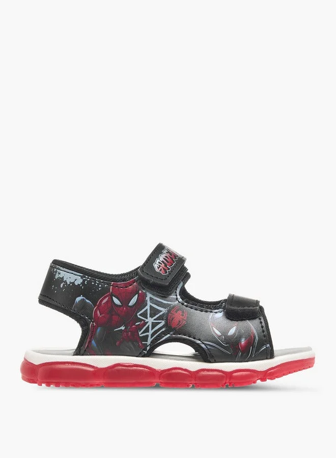 MARVEL Boys Spider-Man Graphic Print Light-Up Sandals with Hook and Loop Closure