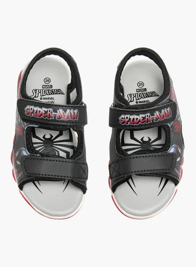MARVEL Boys Spider-Man Graphic Print Light-Up Sandals with Hook and Loop Closure