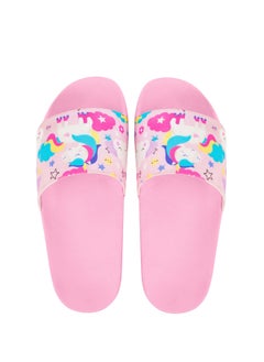 CUBS Unicorn Print Everyday Wear Eco-Friendly Pvc Slides For Girls Lightweight Easy To Wash And Anti-Slip Soles  - Image 1