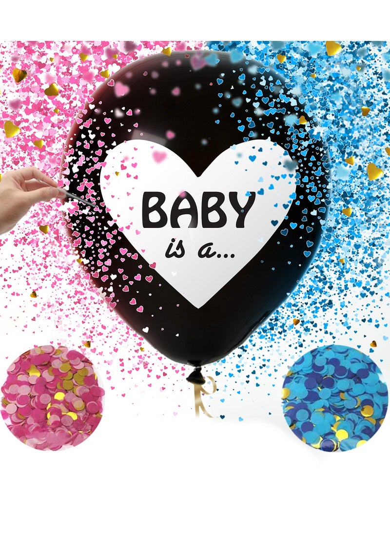 RTYY Baby Gender Reveal Balloon Big Black Balloons with Pink and Blue Confetti Packs for Boy or Girl Baby Shower Gender Reveal Party Supplies Decoration Kit - Image 2