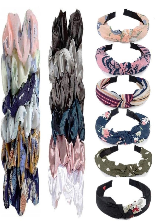DIAN Multicolor Pack of 18 Hair Scrunchies & Hair bands, Hair Ponytail Holder, Hair Tie, Hair Bow, Rubber Band in Satin & Printed for Girl, Teens and Women - Image 1