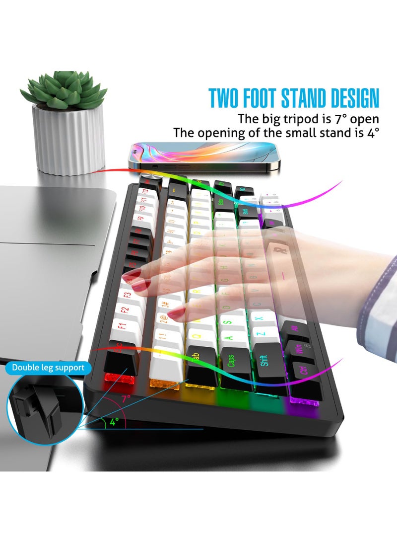 ROCK POW 70% PC Gaming Keyboard, 82 Keys Mechanical Keyboard with RGB Backlit 19 Modes,Volume Lighting Knob Wired Mini PBT Keycaps for PC Gaming and Working (Red Switch) White Black - Image 5