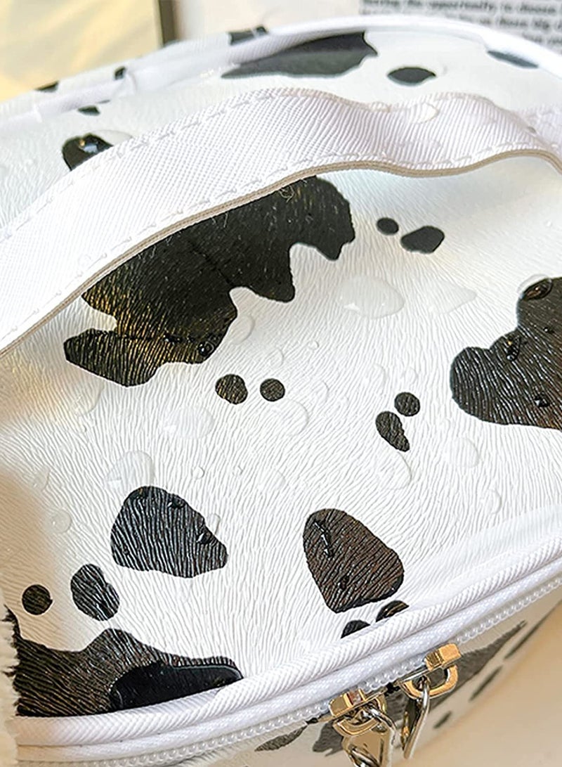 Makeup Bag Set Cosmetic Bag Organizer Small Travel Make Up Pouch Organizer Toiletry Bags for Purse Women Girls 2PACK (  Cow Print) - Image 5