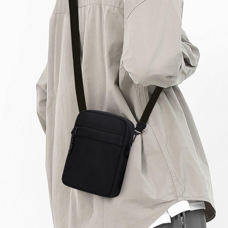 Lohol Mini Messenger Bag Crossbody Bag for Men, Water Resistant Small Sling Shoulder Satchel Purse for Travel Work (Black) - Image 2