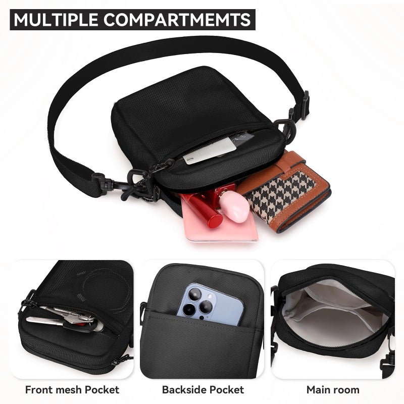 Lohol Mini Messenger Bag Crossbody Bag for Men, Water Resistant Small Sling Shoulder Satchel Purse for Travel Work (Black) - Image 4