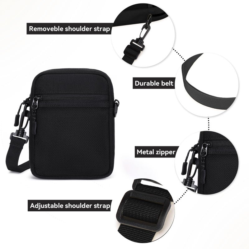 Lohol Mini Messenger Bag Crossbody Bag for Men, Water Resistant Small Sling Shoulder Satchel Purse for Travel Work (Black) - Image 5