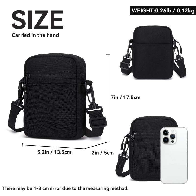 Lohol Mini Messenger Bag Crossbody Bag for Men, Water Resistant Small Sling Shoulder Satchel Purse for Travel Work (Black) - Image 3