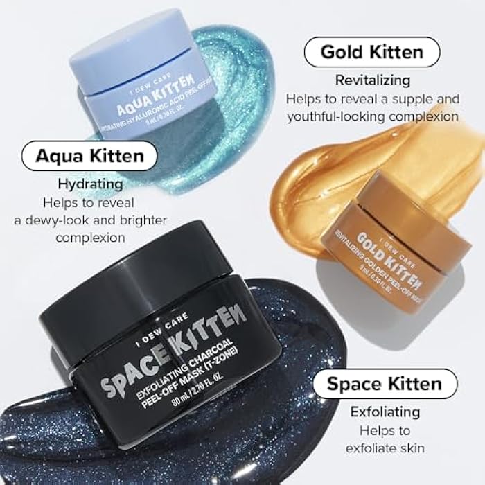 I DEW CARE Peel-off Face Mask Set - Astro Kitten | Exfoliating, Hydrating, Revitalizing, Whitehead Mask, Black Cat Spa Headband, Korean Skincare, Glass Skin, Stocking Stuffers, Travel Size, Mini Set - Image 4