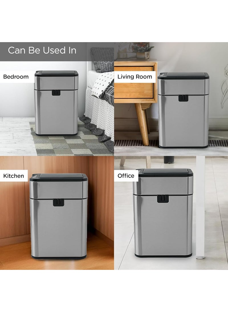 Umai UMAI 15L Stainless Steel Motion Sensor Dustbin For Kitchen Waterproof Garbage Bin for Home Garbage Bin For Office Big Dustbin Waste Bin For Bathroom Silver  - Image 5