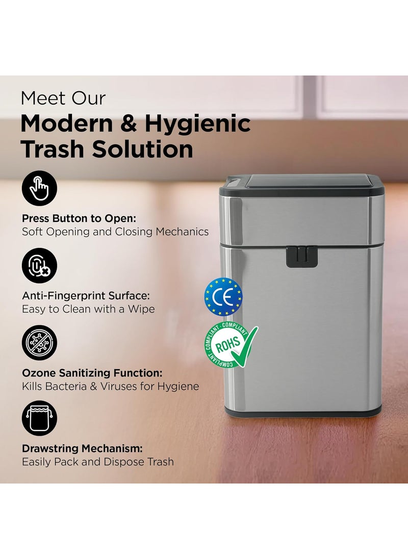 Umai UMAI 15L Stainless Steel Motion Sensor Dustbin For Kitchen Waterproof Garbage Bin for Home Garbage Bin For Office Big Dustbin Waste Bin For Bathroom Silver  - Image 3