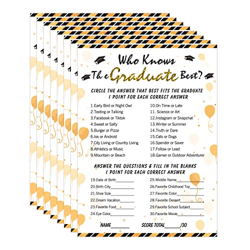 FaCraft 36PCS Who Knows Graduate Best Game Cards Class of 2025 Party Games Activities for High Senior College School Graduation Favor Supplies Graduation Decorations - Image 1