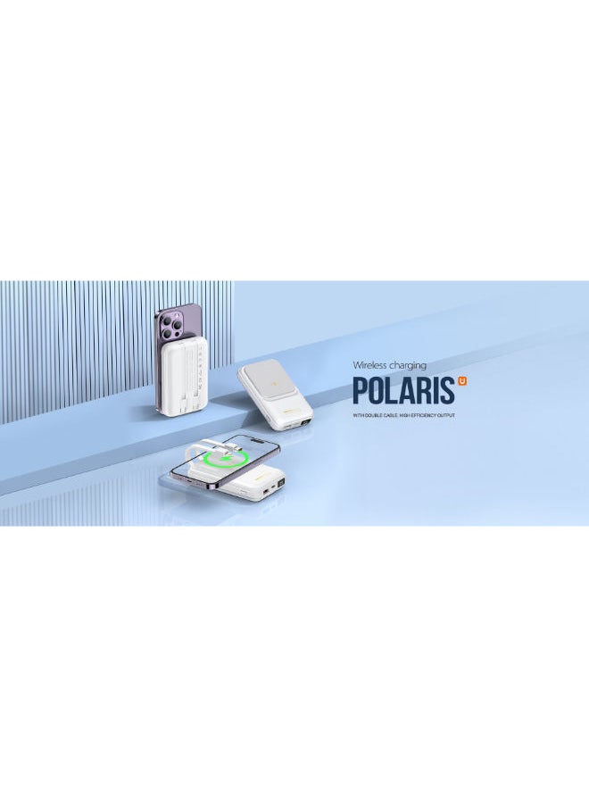 Recci - Polaris Series Magnetic Power Bank RPB-W10 10000mAh Power Bank Built-in PD quick charge Lightning cable & Type-C cable 22.5W output +15W wireless charging - Image 1