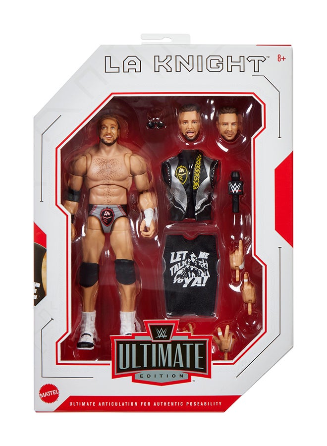 WWE Mattel WWE Ultimate Edition Action Figure & Accessories, 6-inch LA Knight Collectible Set, Swappable Heads & Hands, 30 Articulation Points  - Image 3