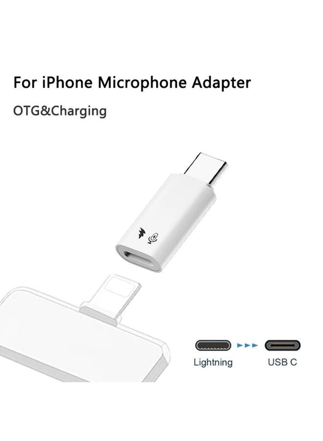White Type C Male Converter for iPhone 16 15 Series Lavalier Microphone - Image 1