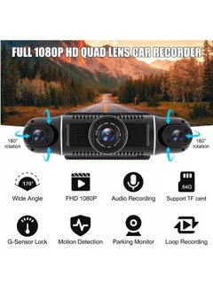 LAESO Dash Cam, 4 Channel FHD 1080P, 360° All-Around Car DVR System, Built-in WiFi and GPS, Adjustable Lens Dash Camera for Cars with Night Vision, G-Sensor, 24 Hours Parking Mode(Included 64G Card)  - Image 2