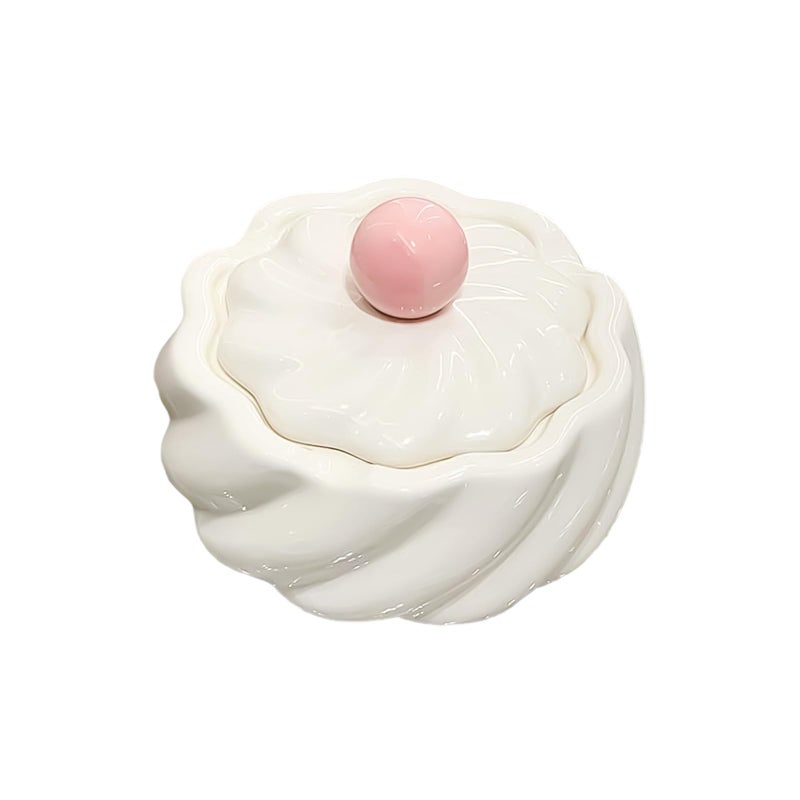 White Covered Ashtray With Ice Cream Design Slot For Small Space Ashes Container - Image 2