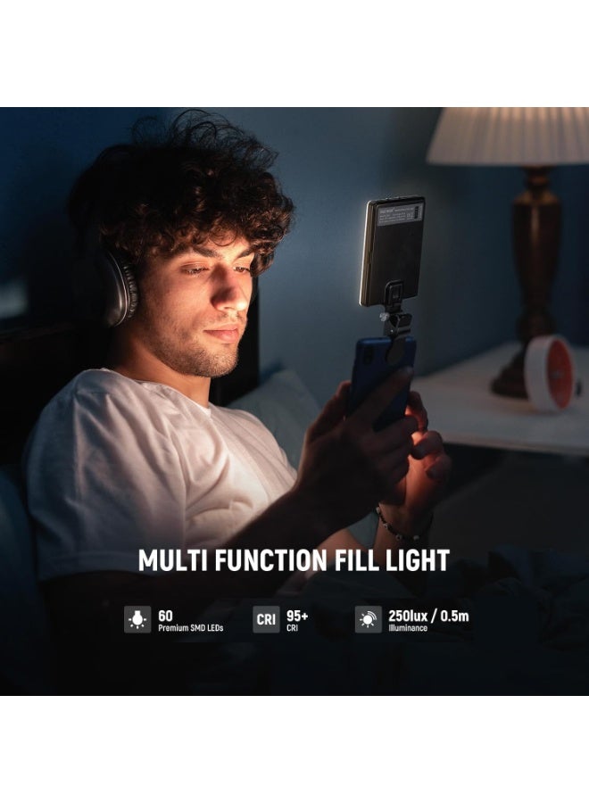 Relex LED Selfie with Front & Back Phone Clip, High Power 60 LED 2000mAh Rechargeable CRI 95+, 3 Light Modes, Portable Clip on for Phone/Tablet/Laptop, Zoom Call TikTok Video Fill - Image 4