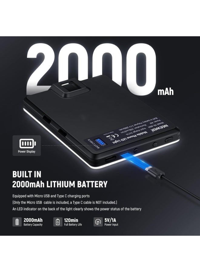 Relex LED Selfie with Front & Back Phone Clip, High Power 60 LED 2000mAh Rechargeable CRI 95+, 3 Light Modes, Portable Clip on for Phone/Tablet/Laptop, Zoom Call TikTok Video Fill - Image 5