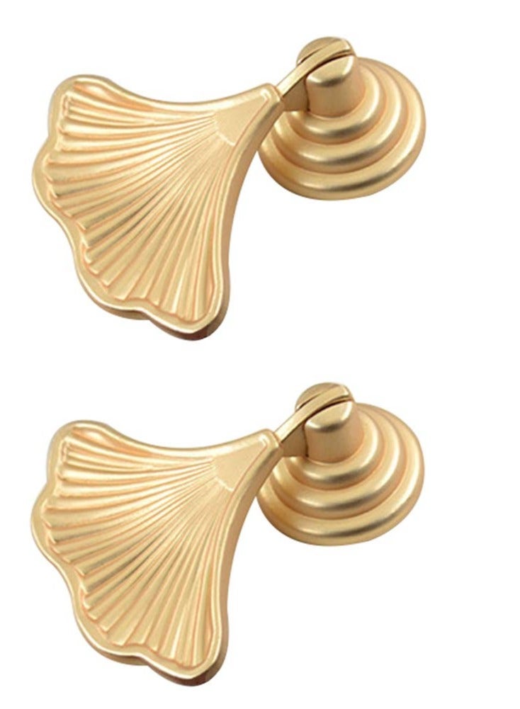 KASTWAVE Knob Handles for Furniture, Golden Drop Pendant Pull Handle Fashion Ginkgo Leaf Shape Dresser Knobs Kitchen Bathroom Cabinet Door Drawer 2 pcs - Image 1
